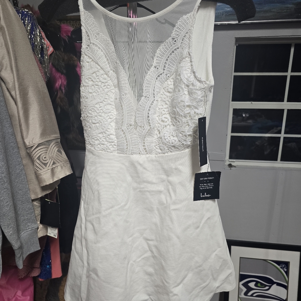 Lulus White Lace Sleeveless Dress